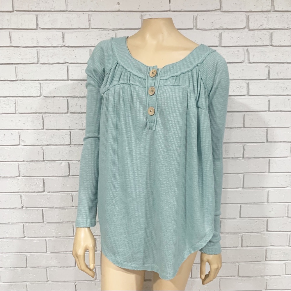 Free People Must Have Henley Sicilian Green Top